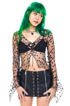 Everything Black Flutter Mesh Top -TUNNEL Vision Shop 000000nn 9407