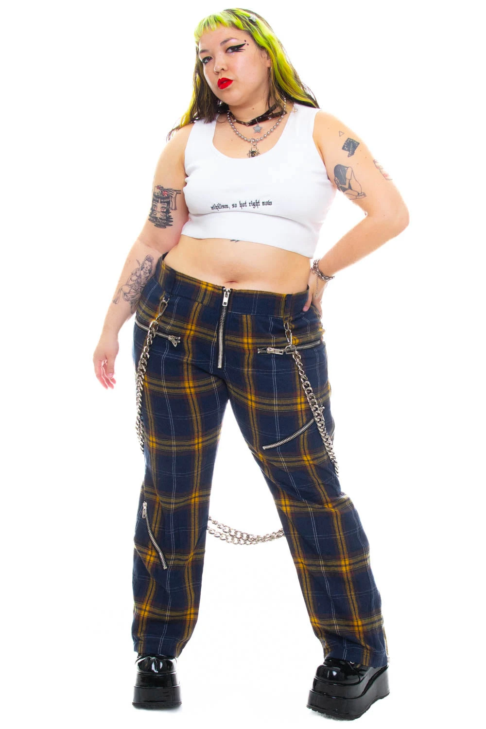 Plaid Poly Chain Bondage Pants 4 Plaid Poly Chain Bondage Pants - Image 4