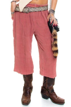 Vintage 70's Mauve Linen Cropped Trousers - M/L 11 Vintage 70's Mauve Linen Cropped Trousers - M/L -TUNNEL Vision Shop 256A0180 2