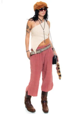 Vintage 70's Mauve Linen Cropped Trousers - M/L 12 Vintage 70's Mauve Linen Cropped Trousers - M/L -TUNNEL Vision Shop 256A0181