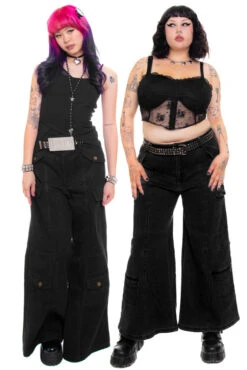 Reggie Black Denim Cargo Baggies