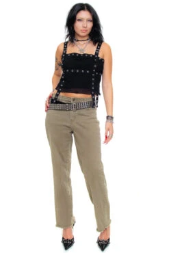 Vintage 90's Olive Green Stretch Denim Flares - S/M -TUNNEL Vision Shop 256A0357