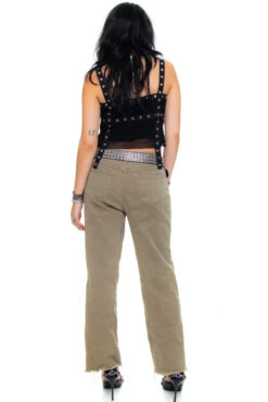 Vintage 90's Olive Green Stretch Denim Flares - S/M -TUNNEL Vision Shop 256A0361