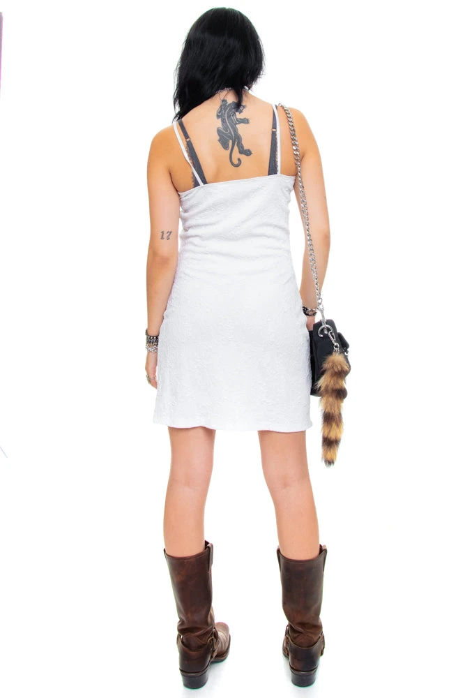 Vintage 90's White Textured Floral Dress - M 7 Vintage 90's White Textured Floral Dress - M - Image 7