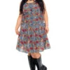 Vintage 80's Blue Floral Drop-Waist Dress - L