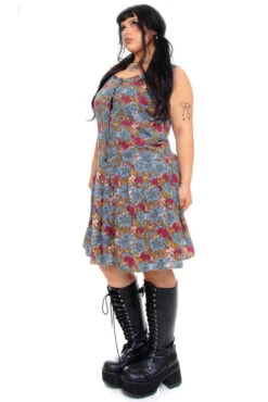 Vintage 80's Blue Floral Drop-Waist Dress - L -TUNNEL Vision Shop 256A0468