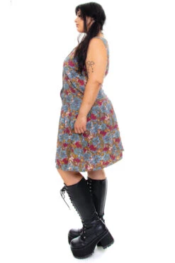 Vintage 80's Blue Floral Drop-Waist Dress - L -TUNNEL Vision Shop 256A0469