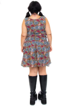 Vintage 80's Blue Floral Drop-Waist Dress - L -TUNNEL Vision Shop 256A0470