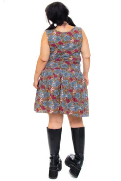 Vintage 80's Blue Floral Drop-Waist Dress - L -TUNNEL Vision Shop 256A0471