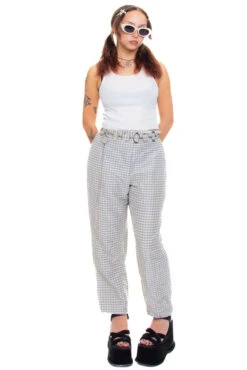 Vintage 90's Genuine Silk Gingham Pants - S/M -TUNNEL Vision Shop 256A0507