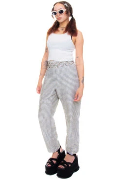 Vintage 90's Genuine Silk Gingham Pants - S/M -TUNNEL Vision Shop 256A0509