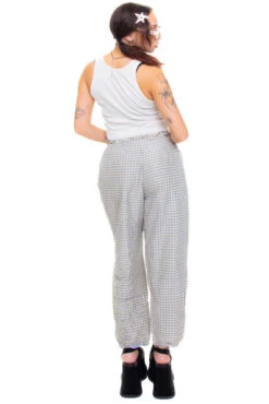 Vintage 90's Genuine Silk Gingham Pants - S/M -TUNNEL Vision Shop 256A0512