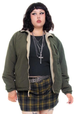 Vintage Y2K Olive Lined Jacket - XL/2X