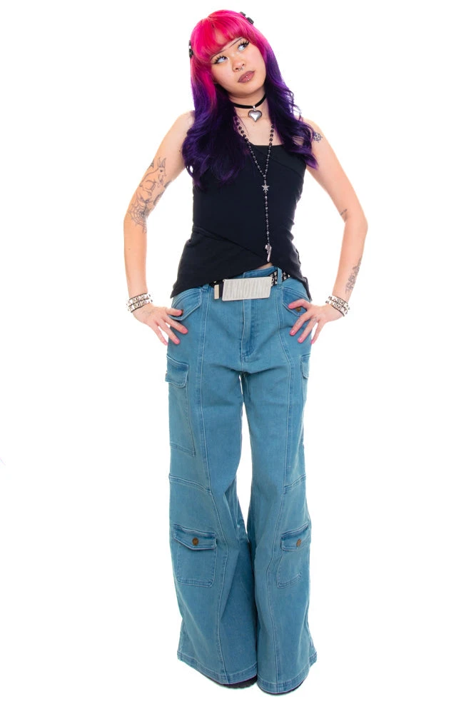 Reggie Blue Denim Cargo Baggies 14 Reggie Blue Denim Cargo Baggies - Image 14