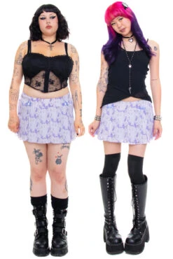 Priscilla Lavender Floral Low-Rise Mini Skirt