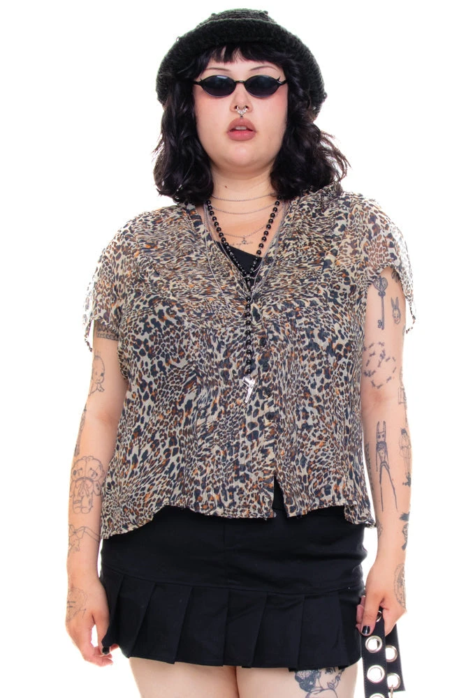 Vintage Y2K Rawr! Leopard Layered Blouse - XL/2X 1 Vintage Y2K Rawr! Leopard Layered Blouse - XL/2X