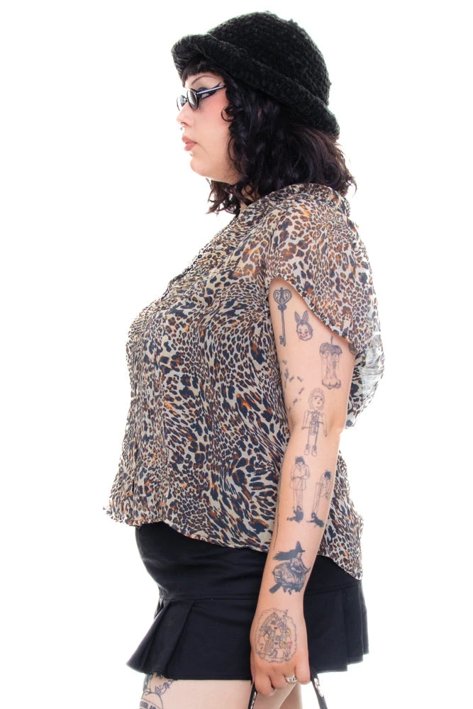 Vintage Y2K Rawr! Leopard Layered Blouse - XL/2X 4 Vintage Y2K Rawr! Leopard Layered Blouse - XL/2X - Image 4