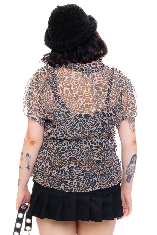 Vintage Y2K Rawr! Leopard Layered Blouse - XL/2X 6 Vintage Y2K Rawr! Leopard Layered Blouse - XL/2X - Image 6