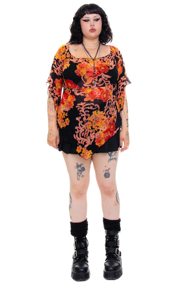 Vintage 90's Floral Handkerchief Flutter Top - 2X/3X 2 Vintage 90's Floral Handkerchief Flutter Top - 2X/3X - Image 2