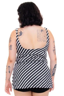 Vintage 80's Black & White Striped Micro Mini Dress - XL/2X -TUNNEL Vision Shop 256A0934