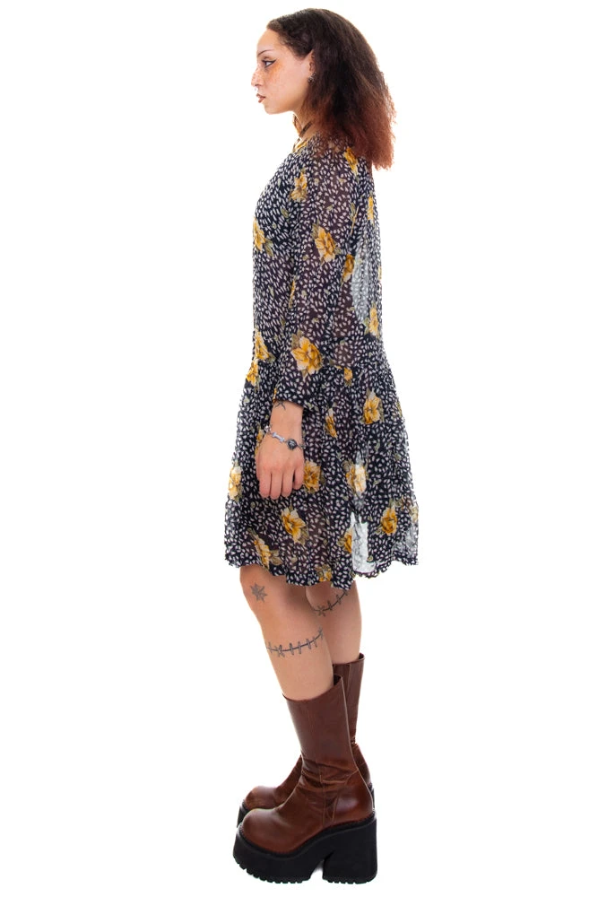 Vintage 90's Floral Rayon Chiffon Dress - XS/S 4 Vintage 90's Floral Rayon Chiffon Dress - XS/S - Image 4