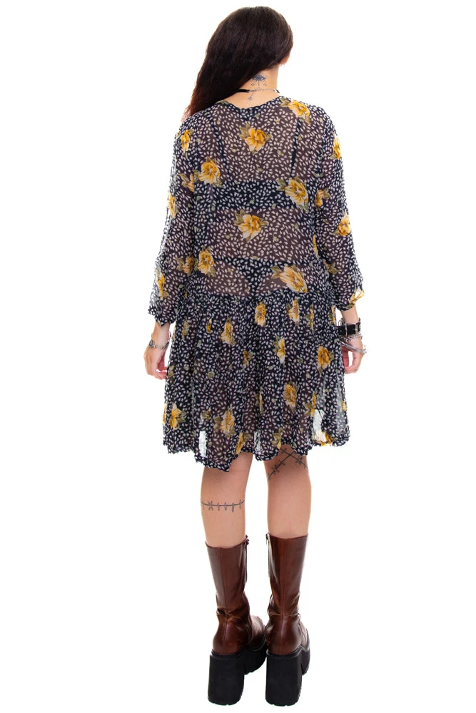 Vintage 90's Floral Rayon Chiffon Dress - XS/S 5 Vintage 90's Floral Rayon Chiffon Dress - XS/S - Image 5