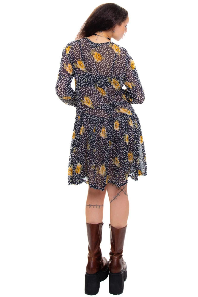 Vintage 90's Floral Rayon Chiffon Dress - XS/S 6 Vintage 90's Floral Rayon Chiffon Dress - XS/S - Image 6