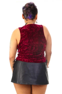 Evie Burgundy Velvet Lace-Up Top -TUNNEL Vision Shop 256A4551