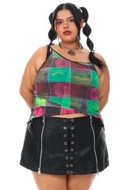 Disco Grid Print Criss-Cross Layer Top 31 Disco Grid Print Criss-Cross Layer Top -TUNNEL Vision Shop 256A5325 2