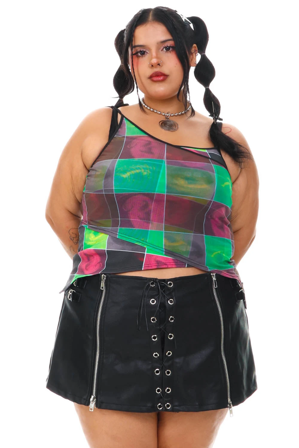 Disco Grid Print Criss-Cross Layer Top 12 Disco Grid Print Criss-Cross Layer Top - Image 12