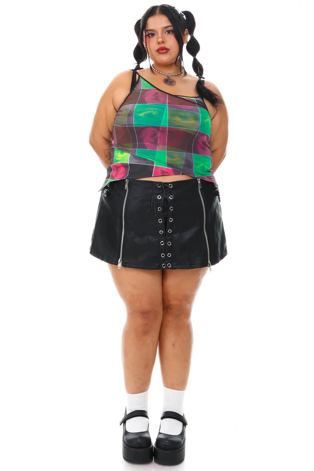 Disco Grid Print Criss-Cross Layer Top 13 Disco Grid Print Criss-Cross Layer Top - Image 13