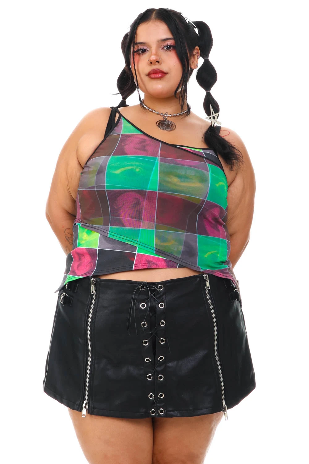 Disco Grid Print Criss-Cross Layer Top 14 Disco Grid Print Criss-Cross Layer Top - Image 14