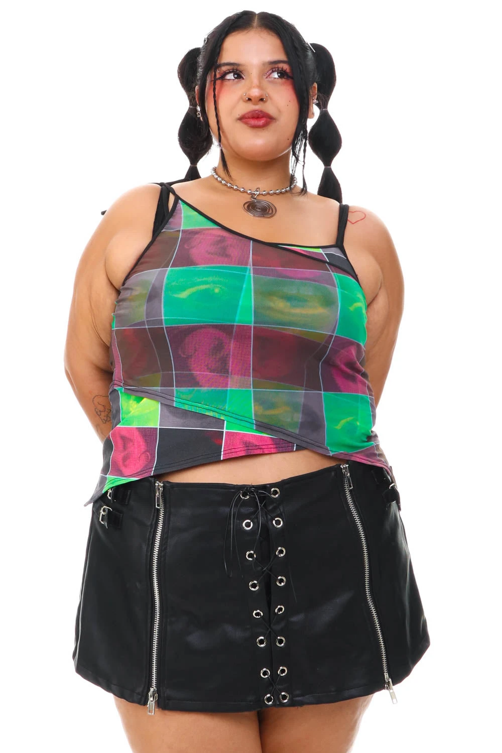 Disco Grid Print Criss-Cross Layer Top 17 Disco Grid Print Criss-Cross Layer Top - Image 17