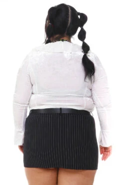 Vampy White Velvet Ruffle Blouse -TUNNEL Vision Shop 256A5653