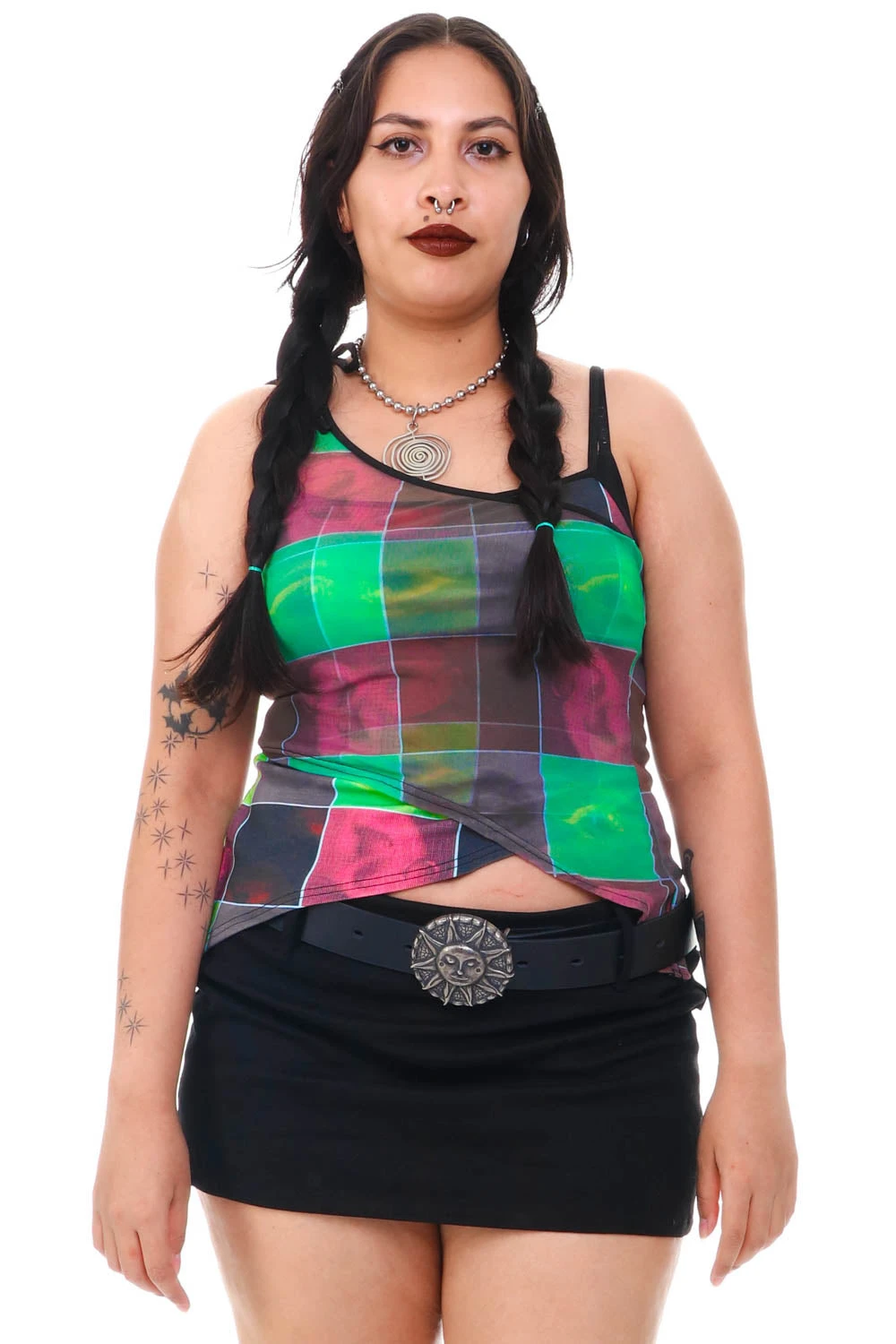 Disco Grid Print Criss-Cross Layer Top 5 Disco Grid Print Criss-Cross Layer Top - Image 5