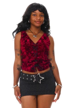 Evie Burgundy Velvet Lace-Up Top -TUNNEL Vision Shop 256A5990 6c729a31 e2d4 4b39 893d f2b14c6e5801