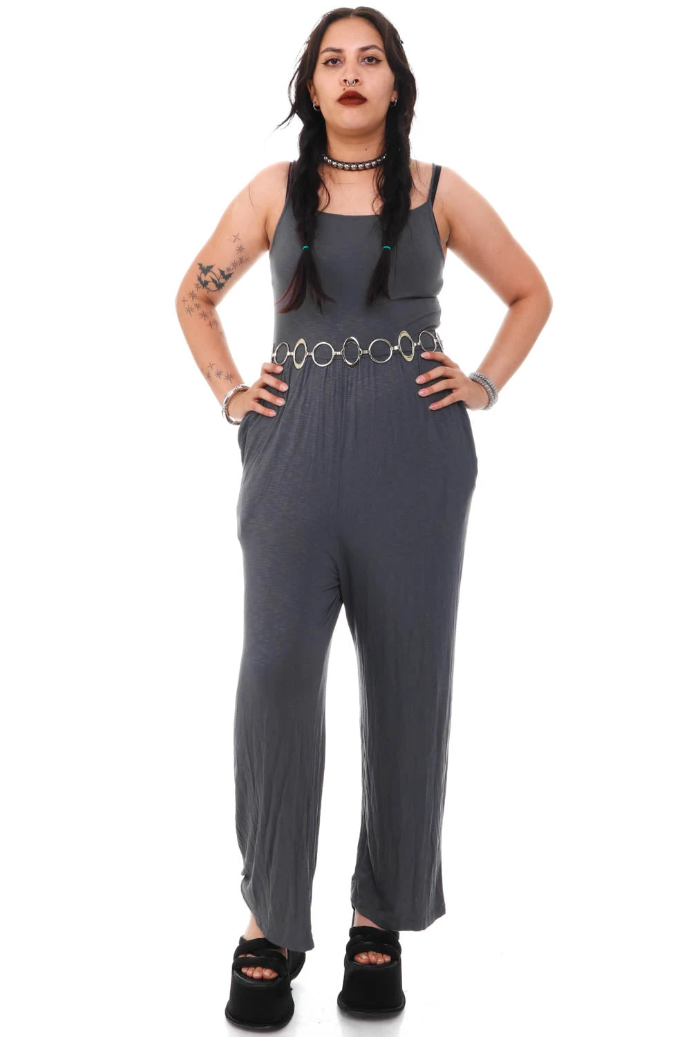 Vintage Y2K Grey Knit Jumpsuit - S 1 Vintage Y2K Grey Knit Jumpsuit - S