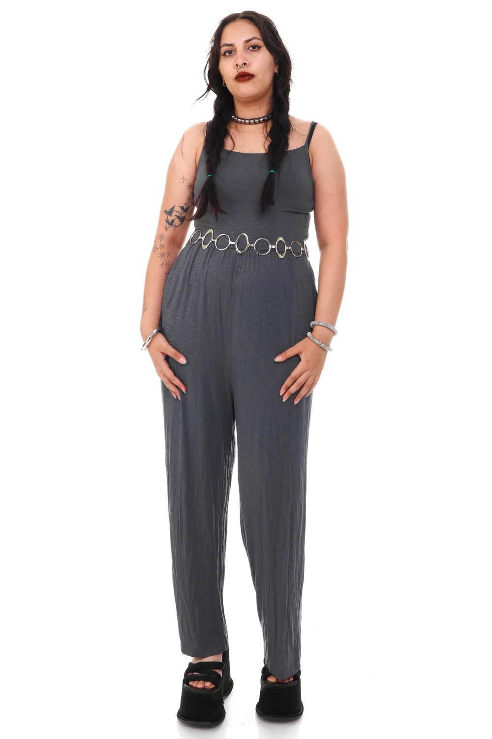 Vintage Y2K Grey Knit Jumpsuit - S 2 Vintage Y2K Grey Knit Jumpsuit - S - Image 2