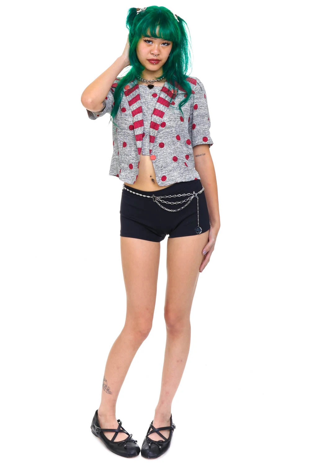 Vintage 80's Polka Dot Sailor Crop Top - XS/S 2 Vintage 80's Polka Dot Sailor Crop Top - XS/S - Image 2