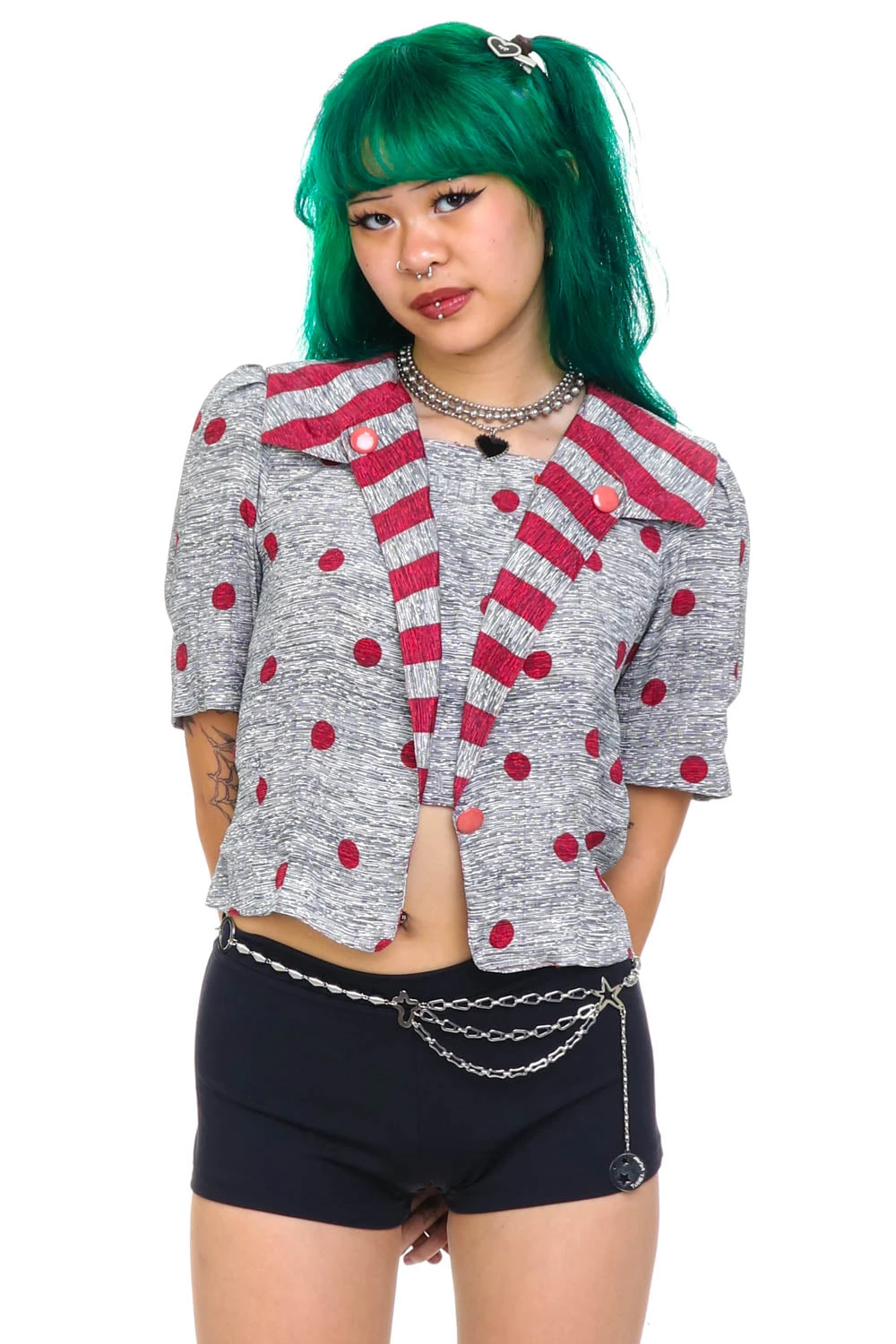 Vintage 80's Polka Dot Sailor Crop Top - XS/S 3 Vintage 80's Polka Dot Sailor Crop Top - XS/S - Image 3