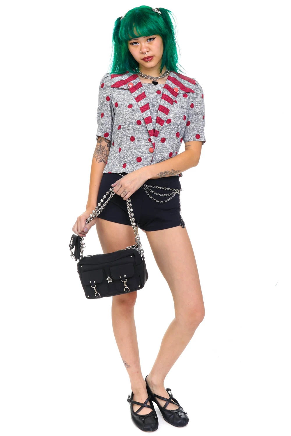 Vintage 80's Polka Dot Sailor Crop Top - XS/S 9 Vintage 80's Polka Dot Sailor Crop Top - XS/S - Image 9