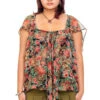 Vintage 90's Floral Tank Sheer Blouse - OSFM