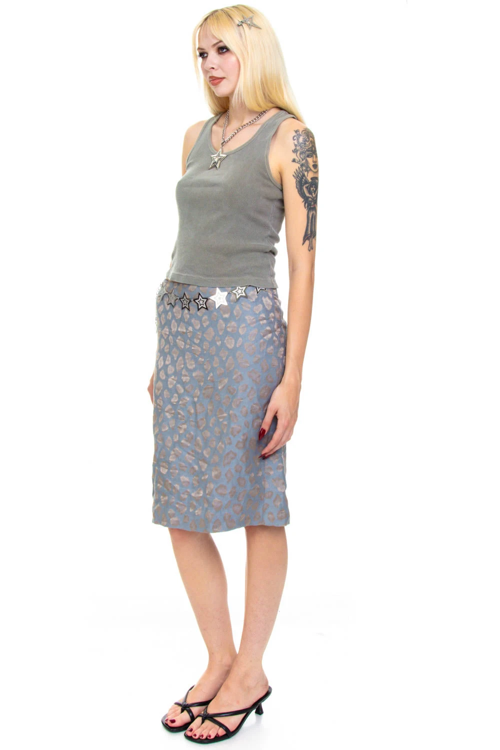 Vintage 90's Giorgio Armani Blue Metallic Leopard Skirt - S 5 Vintage 90's Giorgio Armani Blue Metallic Leopard Skirt - S - Image 5