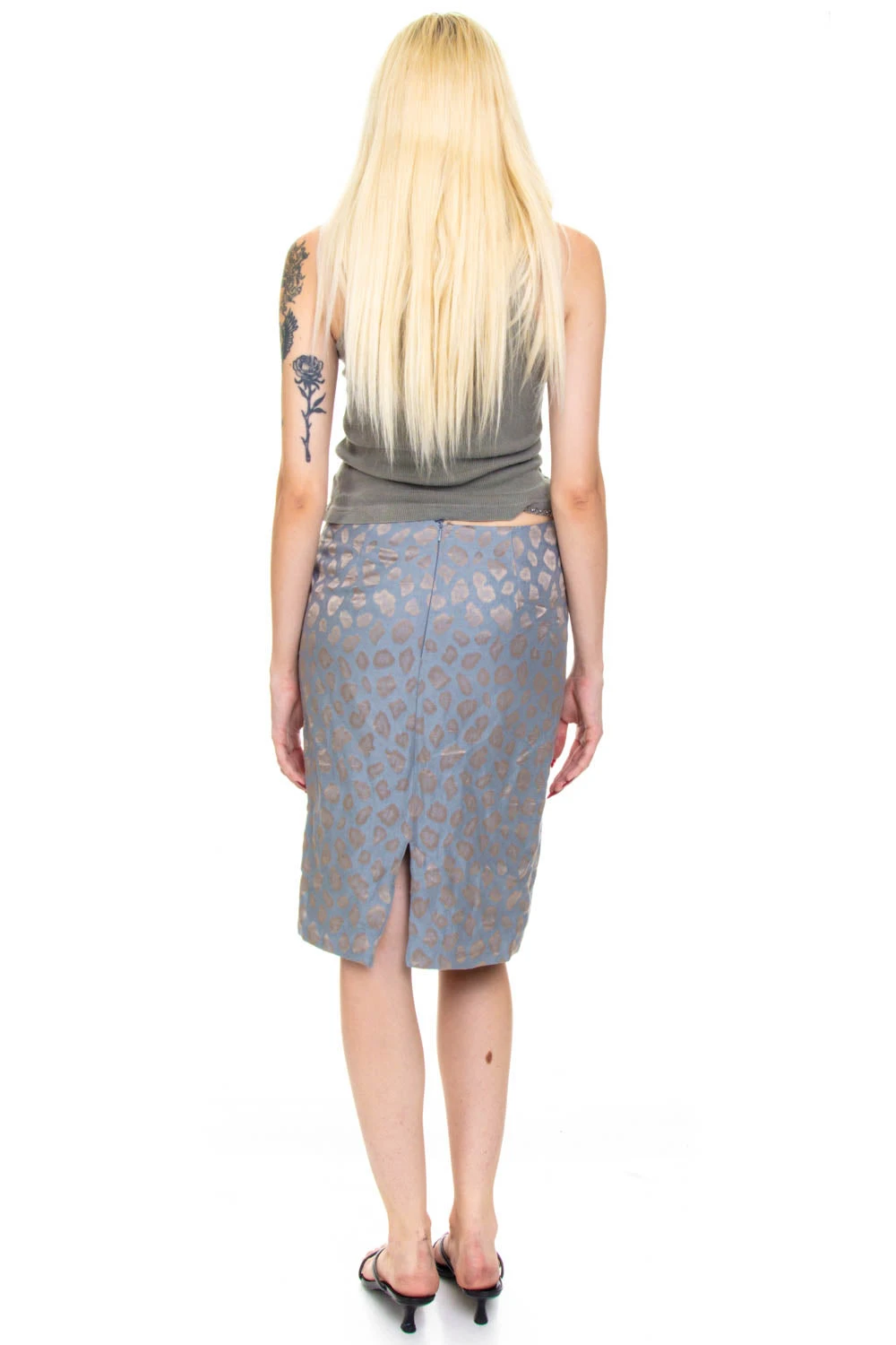 Vintage 90's Giorgio Armani Blue Metallic Leopard Skirt - S 7 Vintage 90's Giorgio Armani Blue Metallic Leopard Skirt - S - Image 7