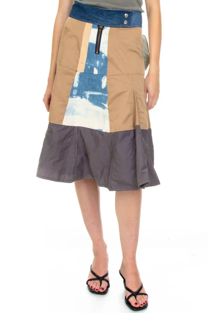 Vintage Y2K Patch Me Up Demin Canvas Midi Skirt - S/M 1 Vintage Y2K Patch Me Up Demin Canvas Midi Skirt - S/M