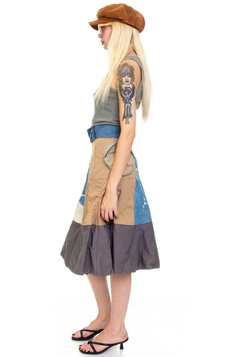 Vintage Y2K Patch Me Up Demin Canvas Midi Skirt - S/M 5 Vintage Y2K Patch Me Up Demin Canvas Midi Skirt - S/M - Image 5