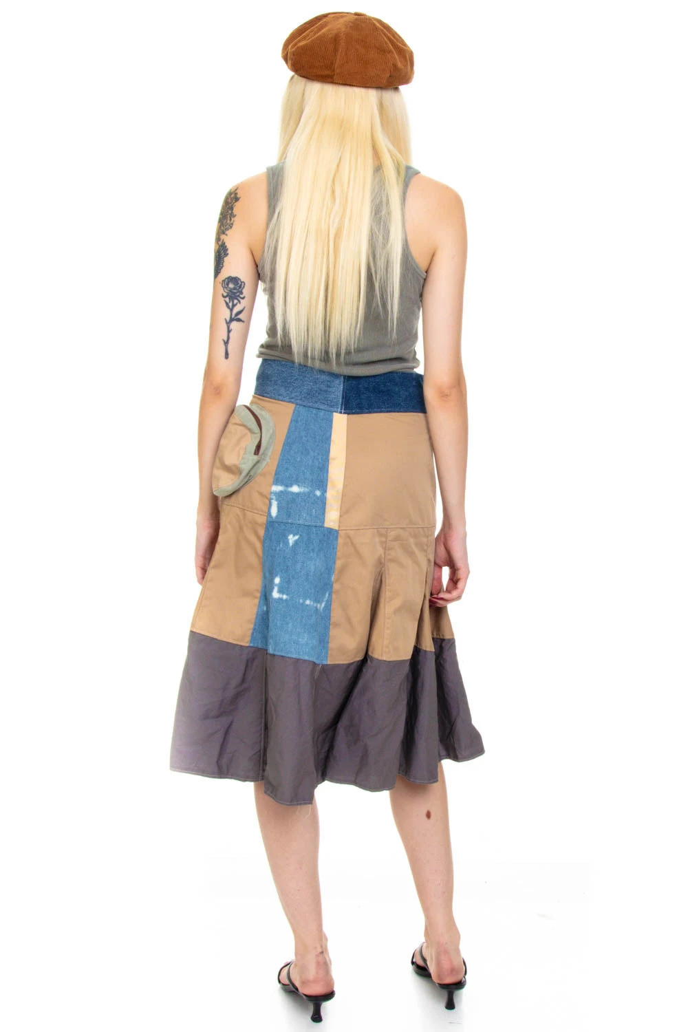 Vintage Y2K Patch Me Up Demin Canvas Midi Skirt - S/M 6 Vintage Y2K Patch Me Up Demin Canvas Midi Skirt - S/M - Image 6