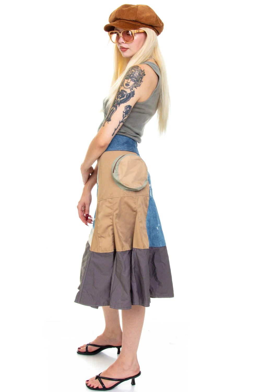 Vintage Y2K Patch Me Up Demin Canvas Midi Skirt - S/M 8 Vintage Y2K Patch Me Up Demin Canvas Midi Skirt - S/M - Image 8