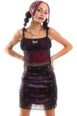 Kiki Heart Crossbones Lace-Trim Mini Skirt 26 Kiki Heart Crossbones Lace-Trim Mini Skirt -TUNNEL Vision Shop 256A9163 2