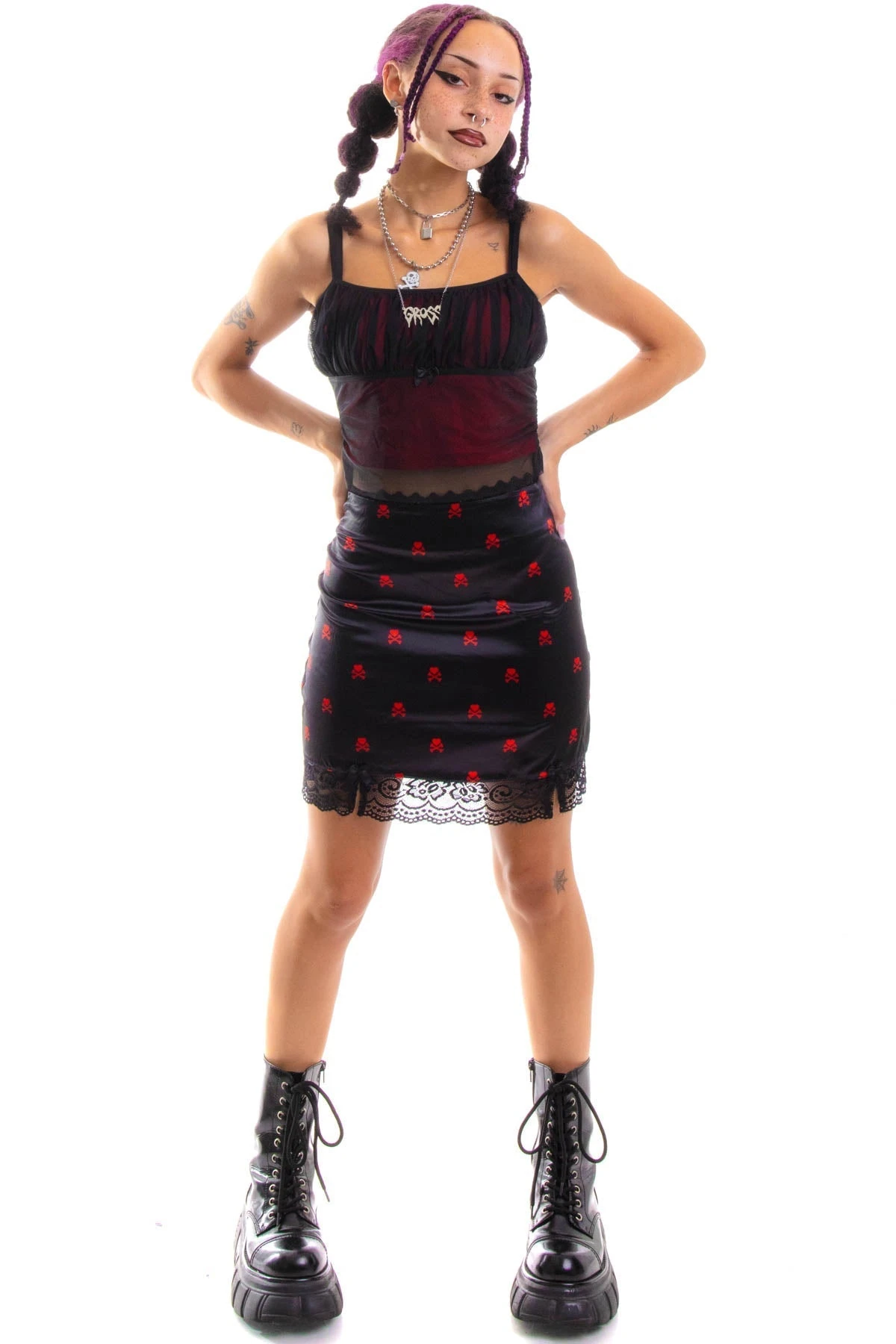 Kiki Heart Crossbones Lace-Trim Mini Skirt 8 Kiki Heart Crossbones Lace-Trim Mini Skirt - Image 8